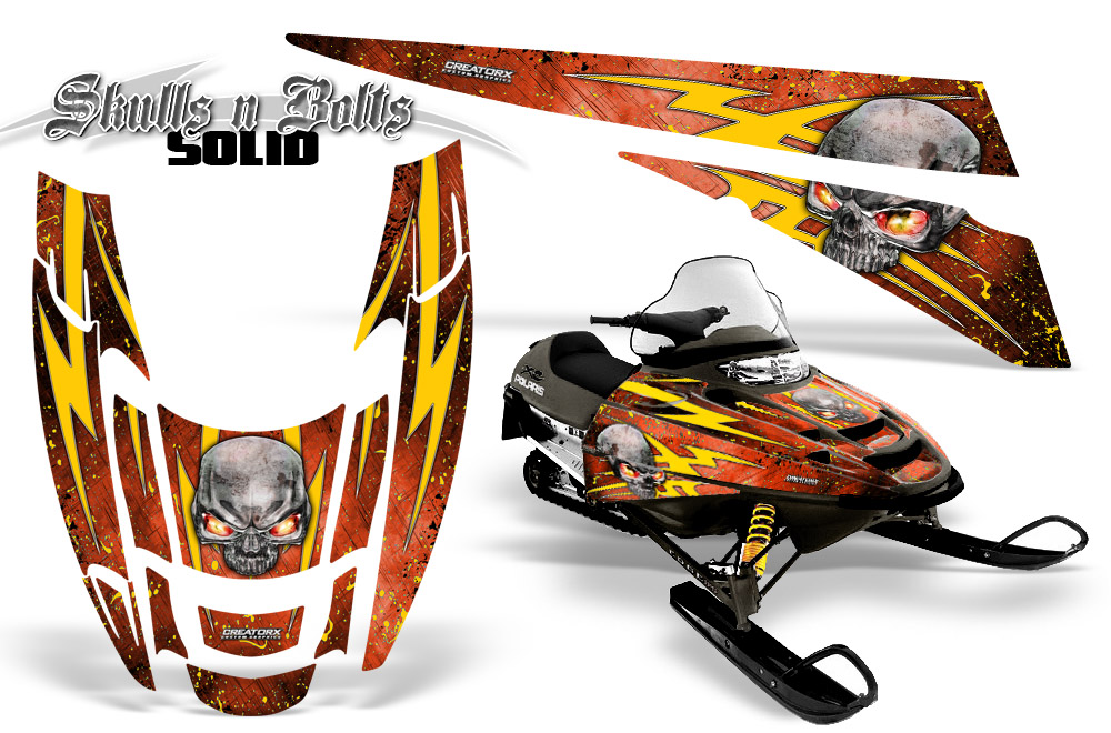 POLARIS EDGE XC Graphics Kit Skulls n Bolts Solid Yellow Orange